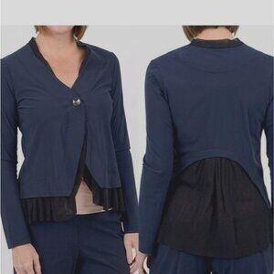 Porto San Francisco Navy Jersey Lantern Blazer Black Layered Jacket 4 XL